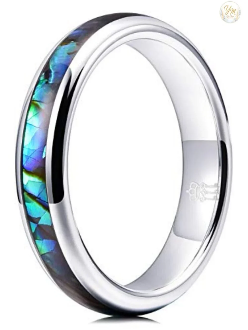 Tungsten Wedding Band Abalone Shell Inlay Ring 4mm 6mm 8mm